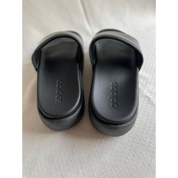 Adidas Adilette Women's Black Platform Slides Size 10 - Picture 4 of 6